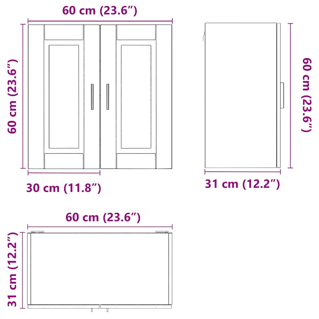 vidaXL Armario pared cocina Porto madera ingeniería blanca alto brillo