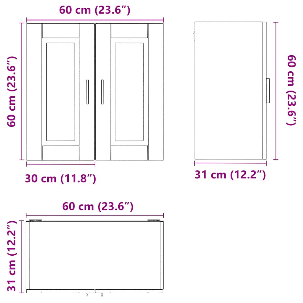 vidaXL Armario de pared cocina Porto madera ingeniería gris hormigón