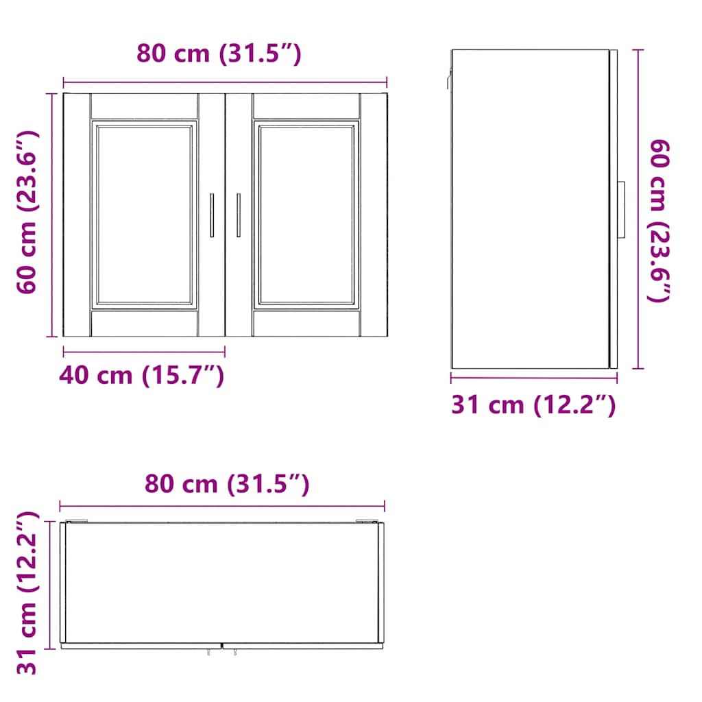 vidaXL Armario de pared para cocina Porto madera de ingeniería blanca