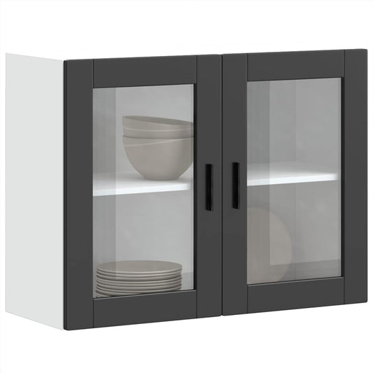 vidaXL Armario de pared para cocina con puerta de cristal Porto negro