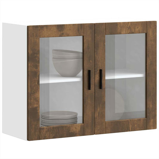 vidaXL Armario de pared para cocina puerta cristal Porto roble ahumado