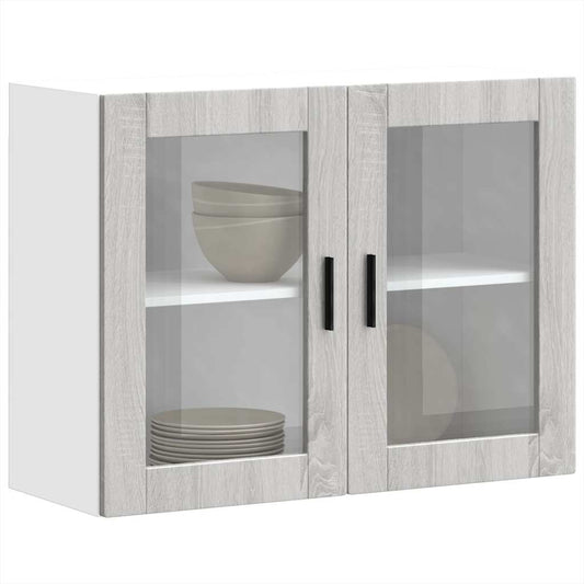 vidaXL Armario de pared para cocina puerta cristal Porto gris sonoma