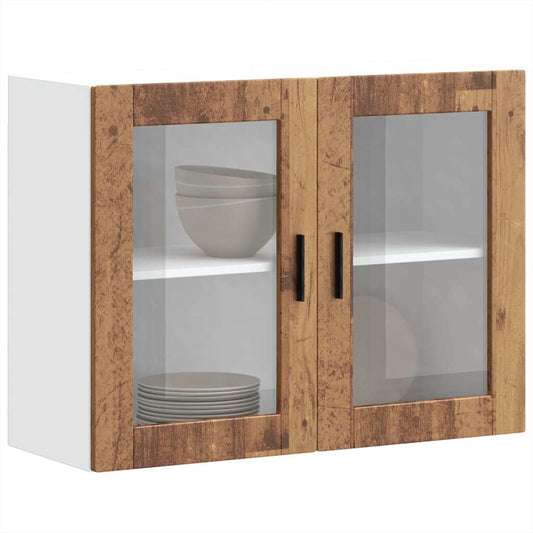 vidaXL Armario de pared para cocina puerta cristal Porto madera vieja