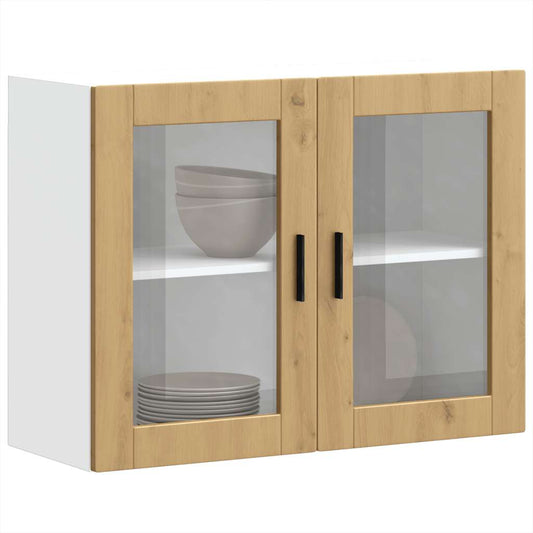 vidaXL Armario pared para cocina puerta cristal Porto roble artesanal