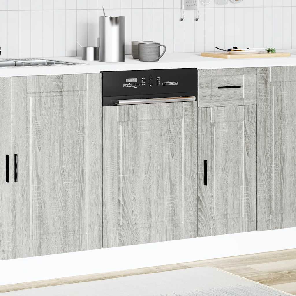 vidaXL Panel para lavavajillas Porto madera contrachapada gris sonoma