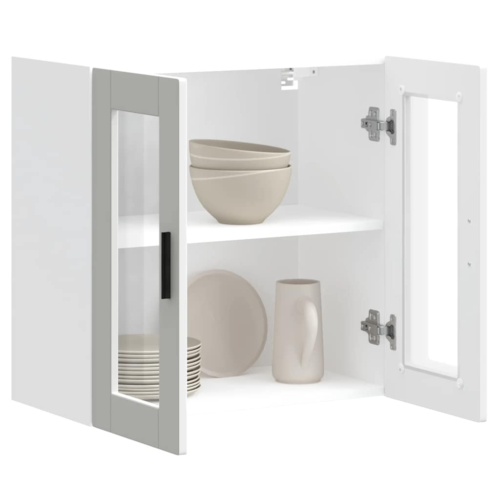 vidaXL Armario de pared para cocina con puerta de cristal Porto blanco