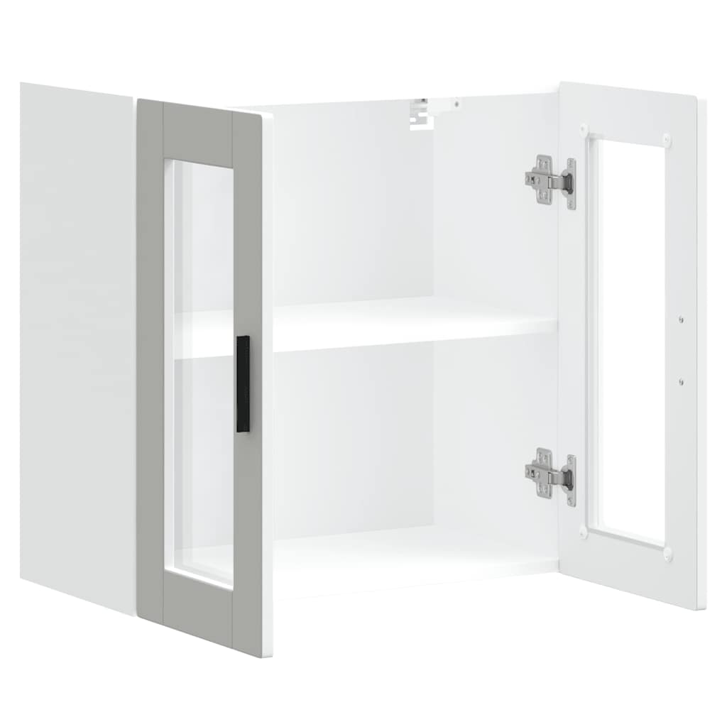 vidaXL Armario de pared para cocina con puerta de cristal Porto blanco