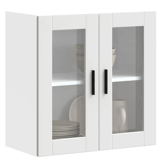 vidaXL Armario de pared para cocina con puerta de cristal Porto blanco