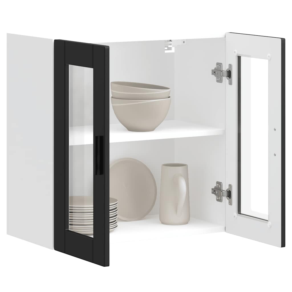 vidaXL Armario de pared para cocina con puerta de cristal Porto negro