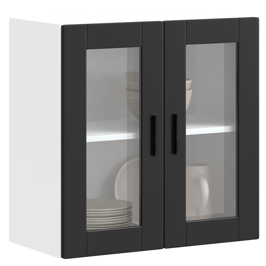 vidaXL Armario de pared para cocina con puerta de cristal Porto negro