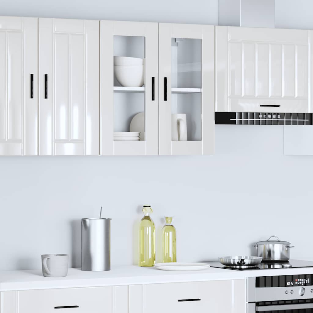 vidaXL Armario pared para cocina puerta cristal Porto blanco brillante