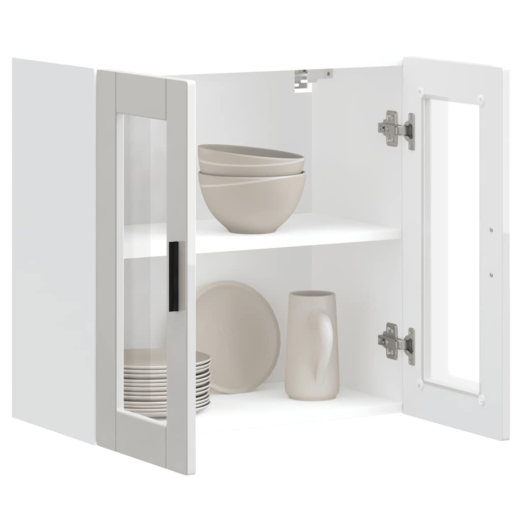 vidaXL Armario pared para cocina puerta cristal Porto blanco brillante