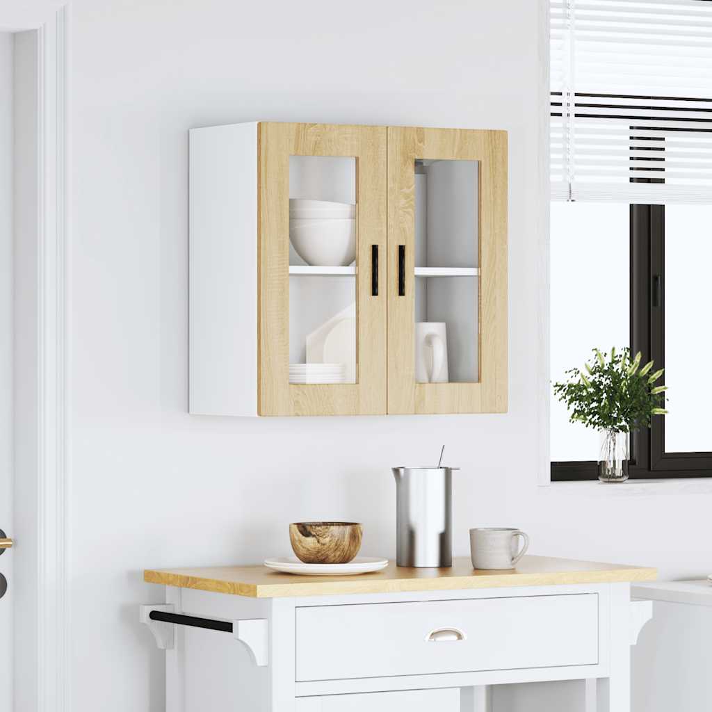 vidaXL Armario de pared para cocina puerta cristal Porto roble sonoma