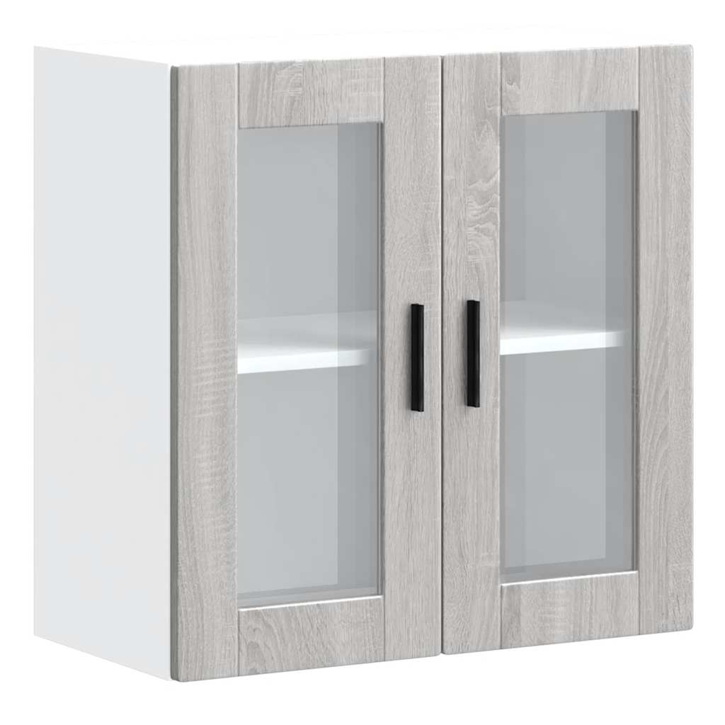 vidaXL Armario de pared para cocina puerta cristal Porto gris sonoma