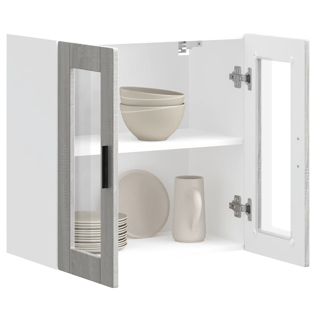 vidaXL Armario de pared para cocina puerta cristal Porto gris sonoma