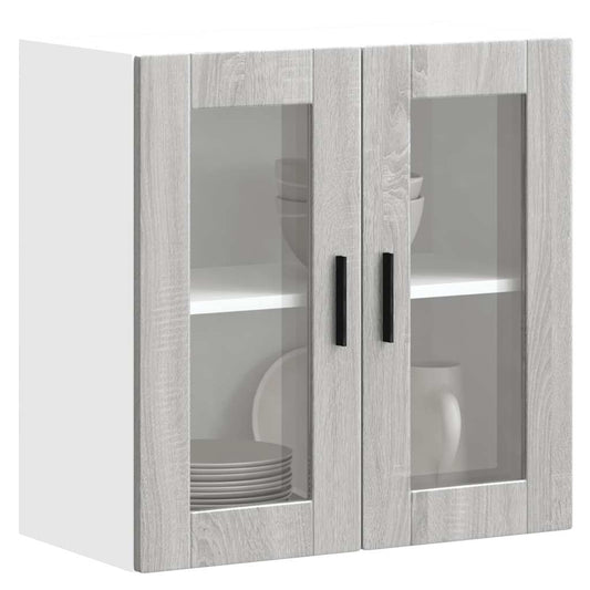 vidaXL Armario de pared para cocina puerta cristal Porto gris sonoma