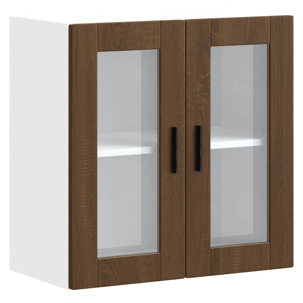 vidaXL Armario de pared para cocina puerta cristal Porto roble marrón