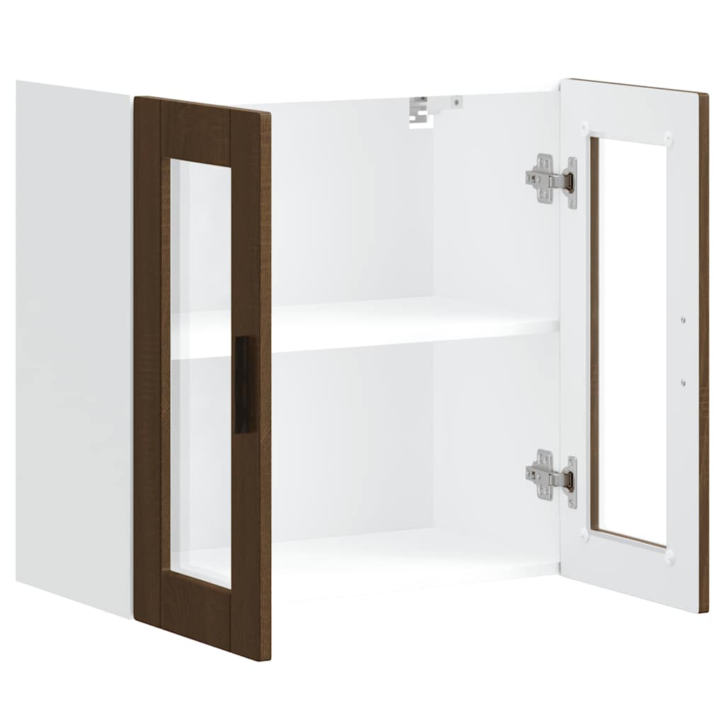 vidaXL Armario de pared para cocina puerta cristal Porto roble marrón