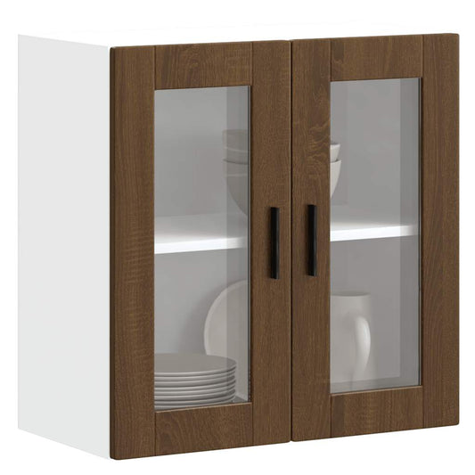 vidaXL Armario de pared para cocina puerta cristal Porto roble marrón