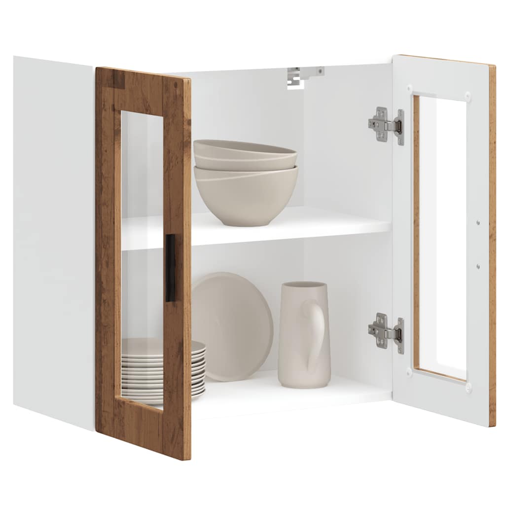 vidaXL Armario de pared para cocina puerta cristal Porto madera vieja