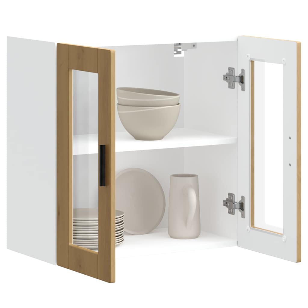 vidaXL Armario pared para cocina puerta cristal Porto roble artesanal