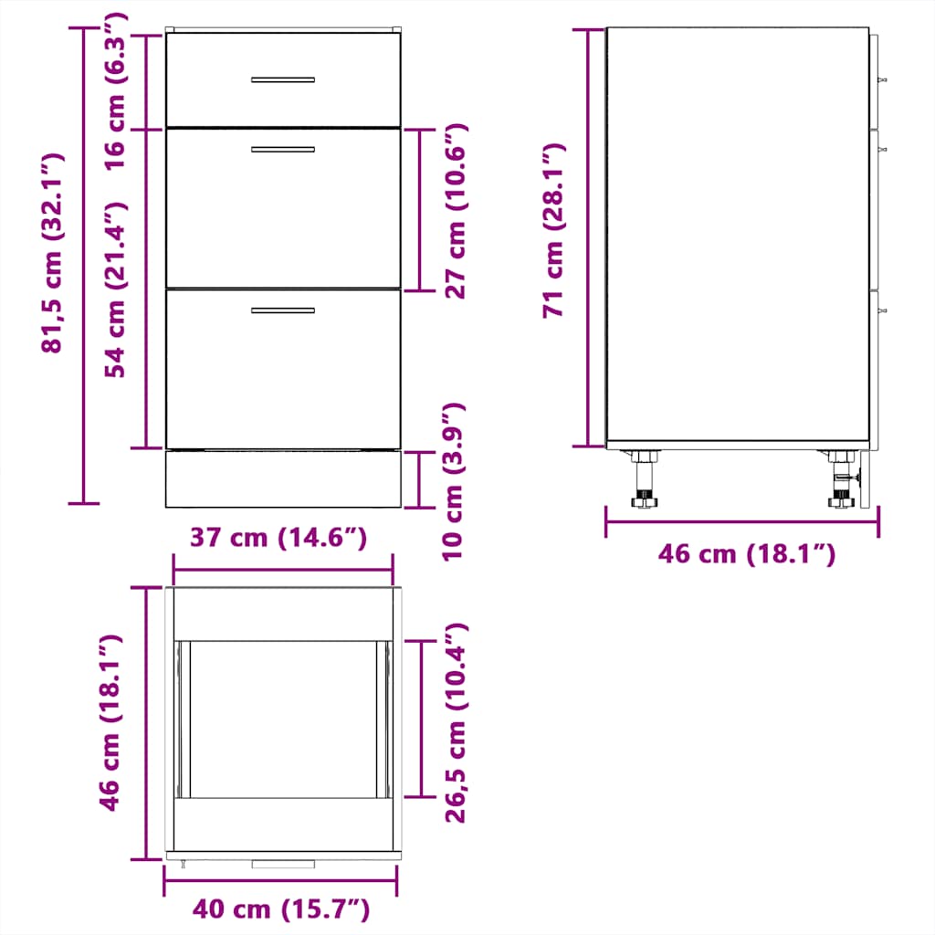 vidaXL Armario bajo de madera de ingeniería blanco 40x46x81,5 cm