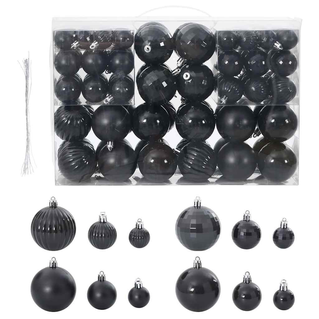 vidaXL Bolas de Navidad 100 unidades negro Ø3/4/6 cm