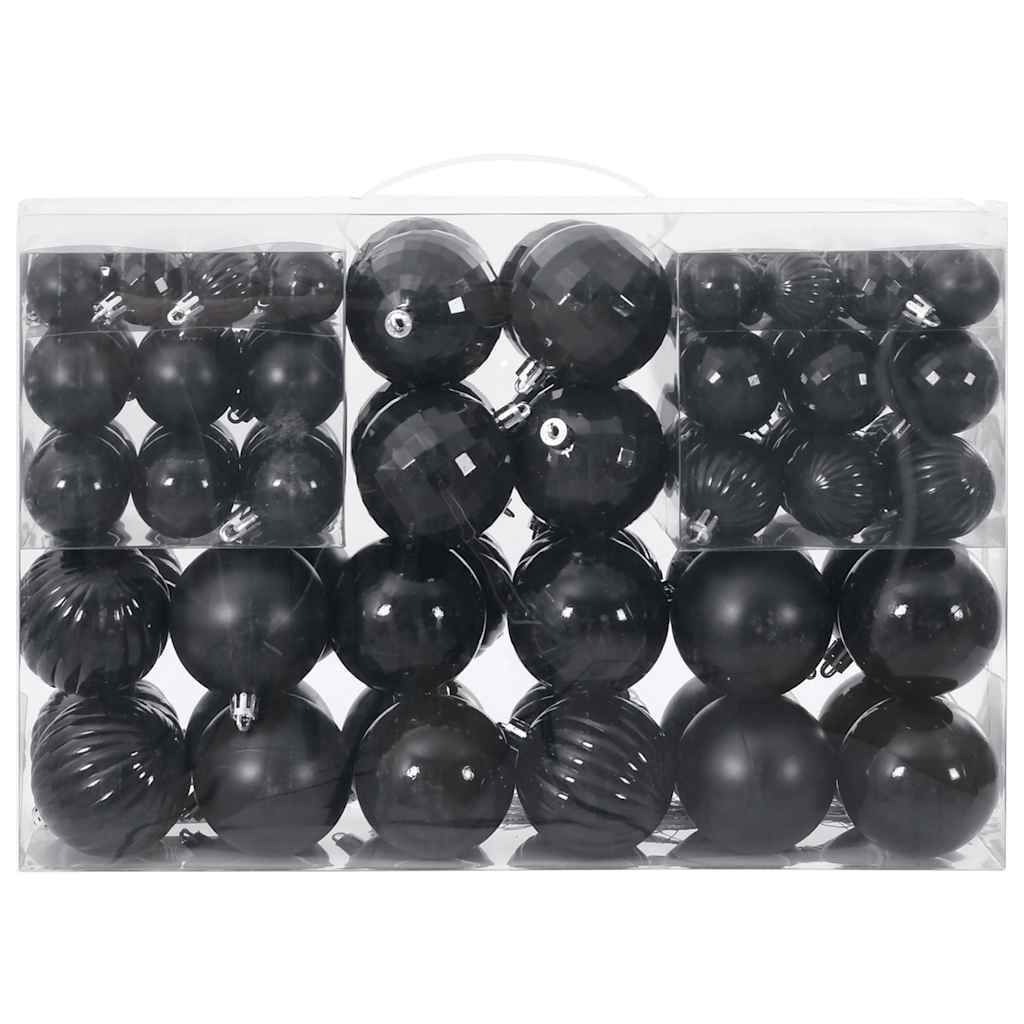 vidaXL Bolas de Navidad 100 unidades negro Ø3/4/6 cm