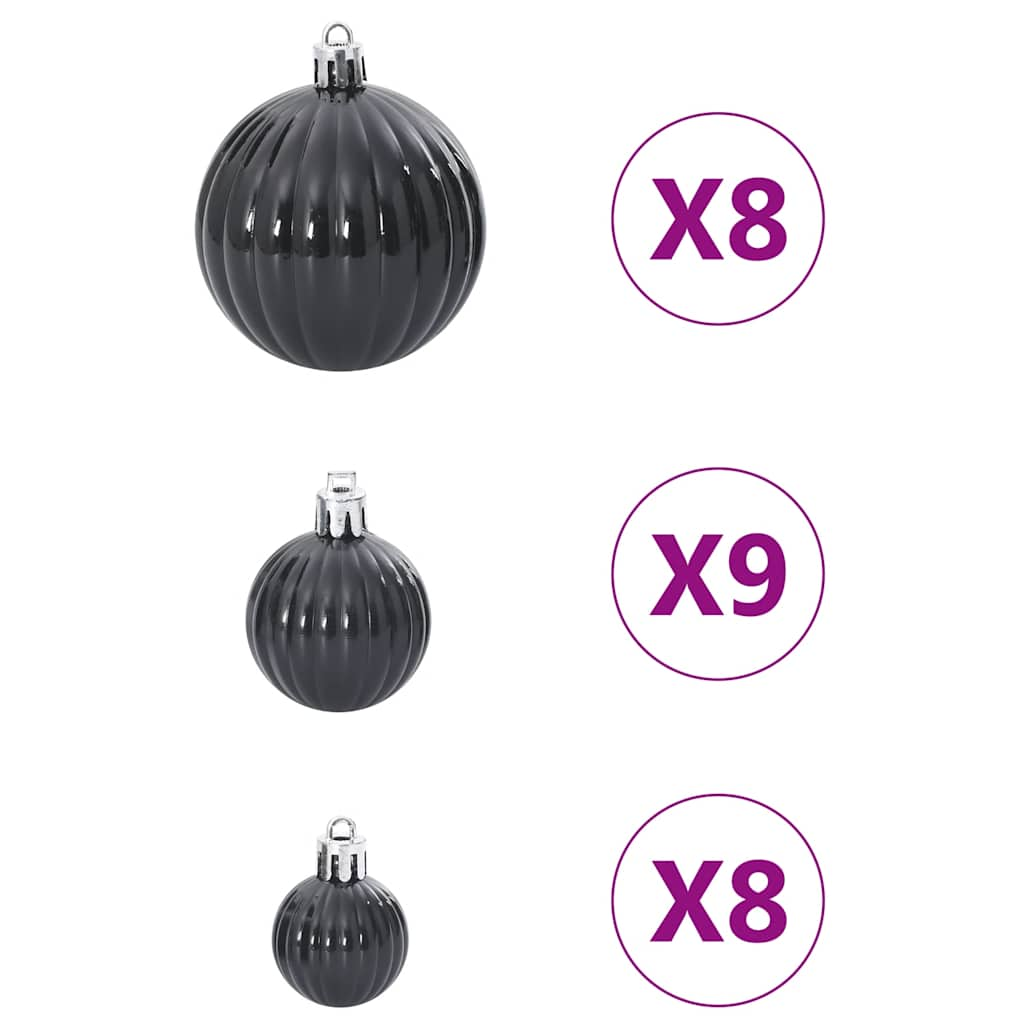 vidaXL Bolas de Navidad 100 unidades negro Ø3/4/6 cm