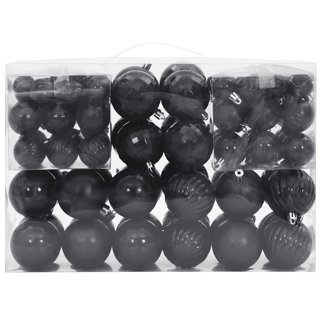 vidaXL Bolas de Navidad 100 unidades negro Ø3/4/6 cm