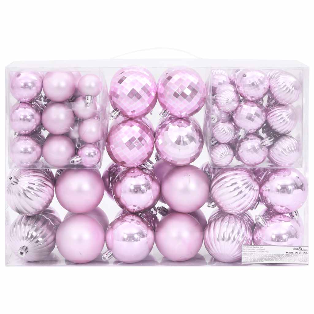 vidaXL Bolas de Navidad 100 unidades rosa Ø3/4/6 cm