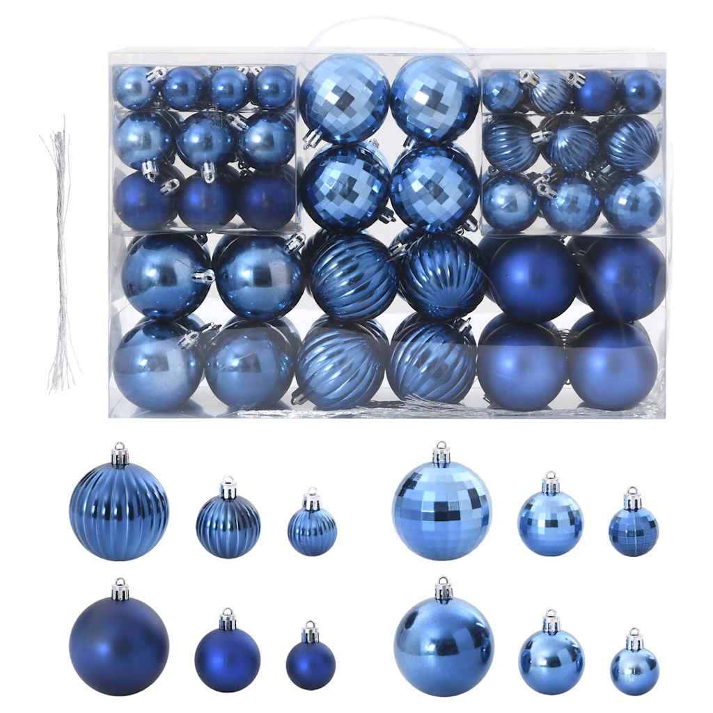 vidaXL Bolas de Navidad 100 unidades azul Ø3/4/6 cm