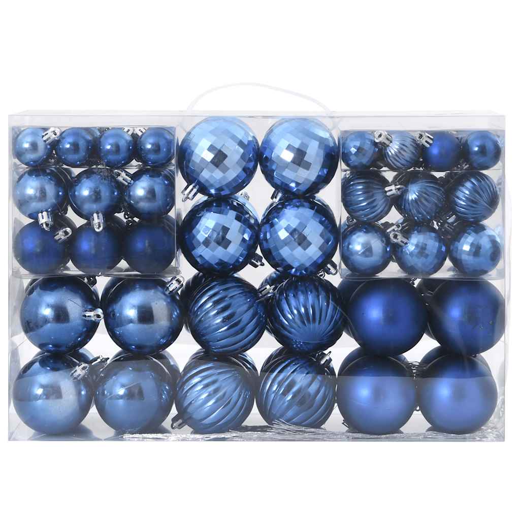 vidaXL Bolas de Navidad 100 unidades azul Ø3/4/6 cm