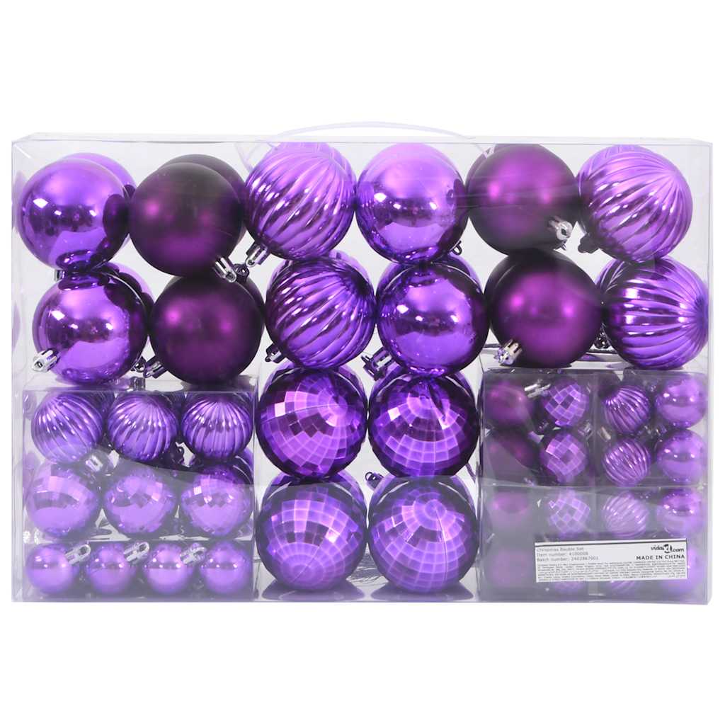 vidaXL Bolas de Navidad 100 unidades lila Ø3/4/6 cm