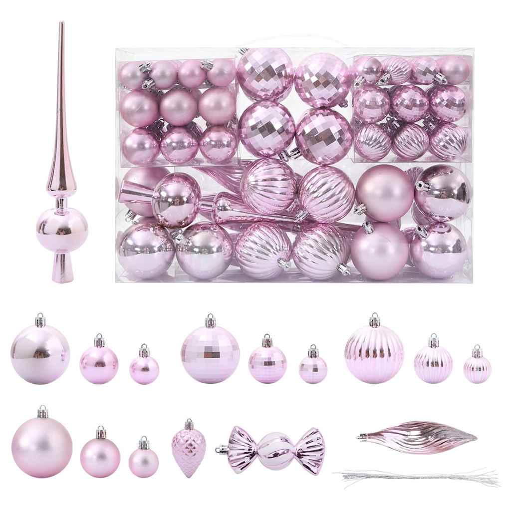 vidaXL Bolas de Navidad 98 unidades rosa Ø3/4/6 cm