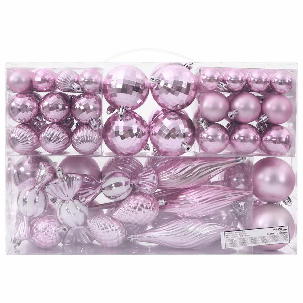 vidaXL Bolas de Navidad 98 unidades rosa Ø3/4/6 cm