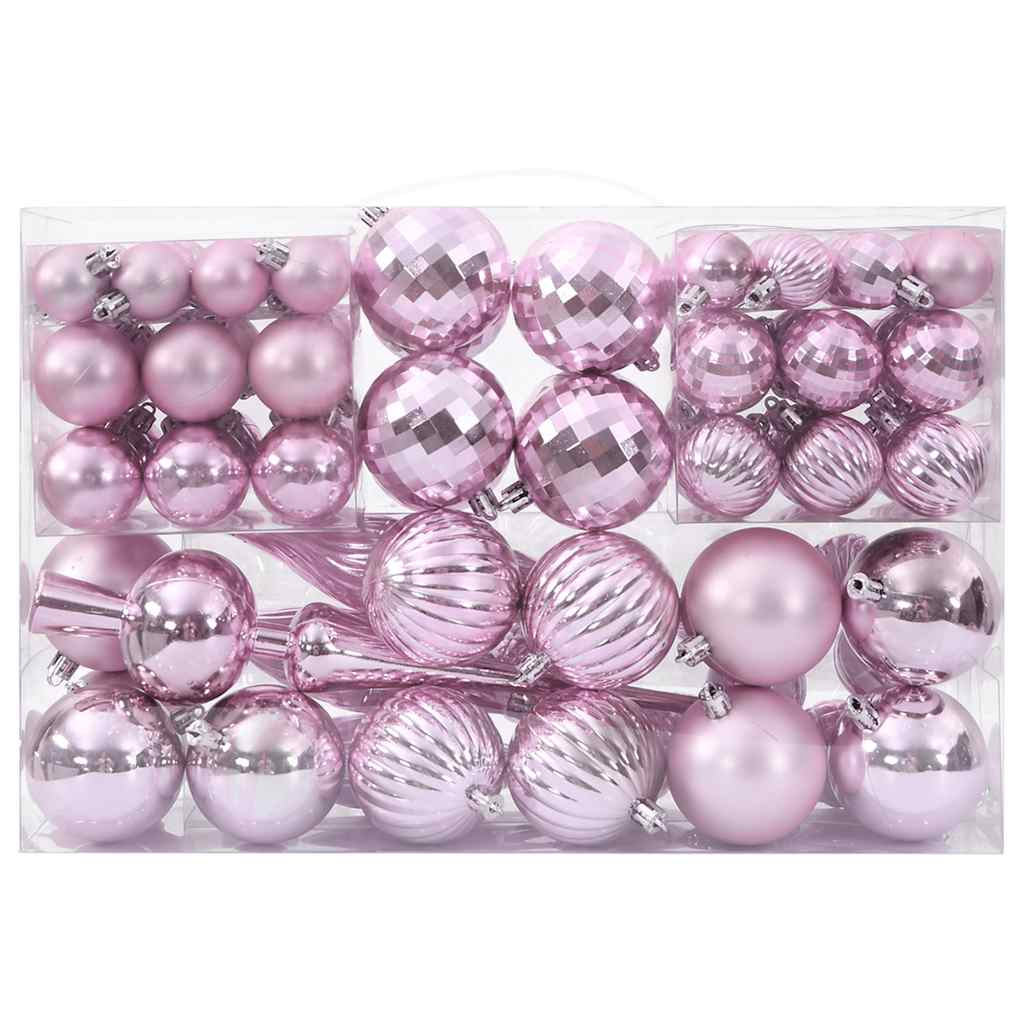 vidaXL Bolas de Navidad 98 unidades rosa Ø3/4/6 cm