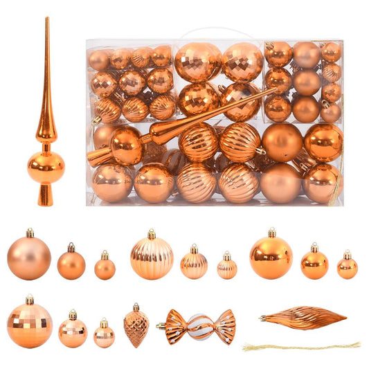 vidaXL Bolas de Navidad 98 unidades cobre Ø3/4/6 cm