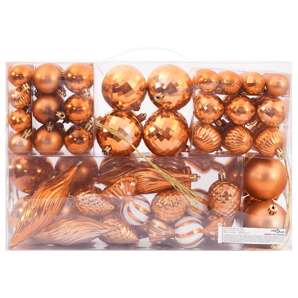 vidaXL Bolas de Navidad 98 unidades cobre Ø3/4/6 cm