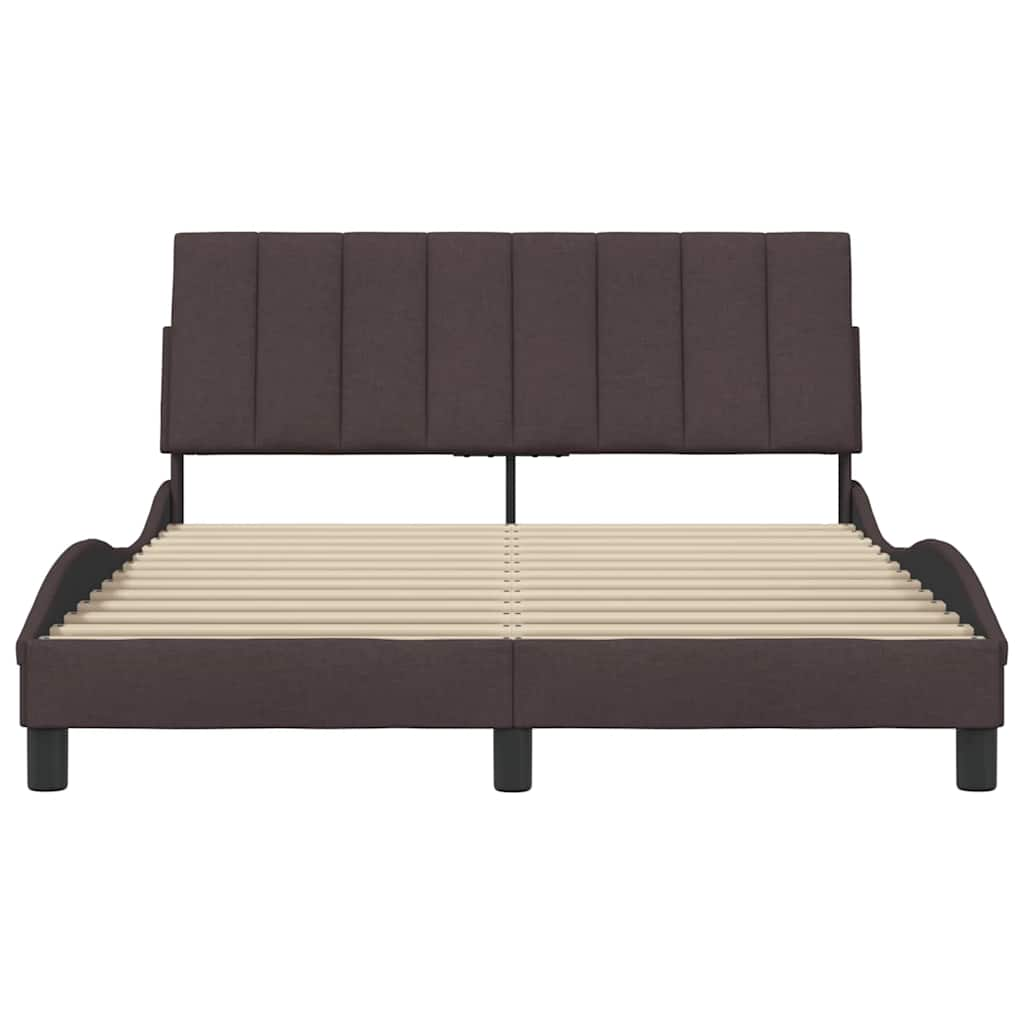 vidaXL Estructura de cama sin colchón tela marrón oscuro 120x200 cm