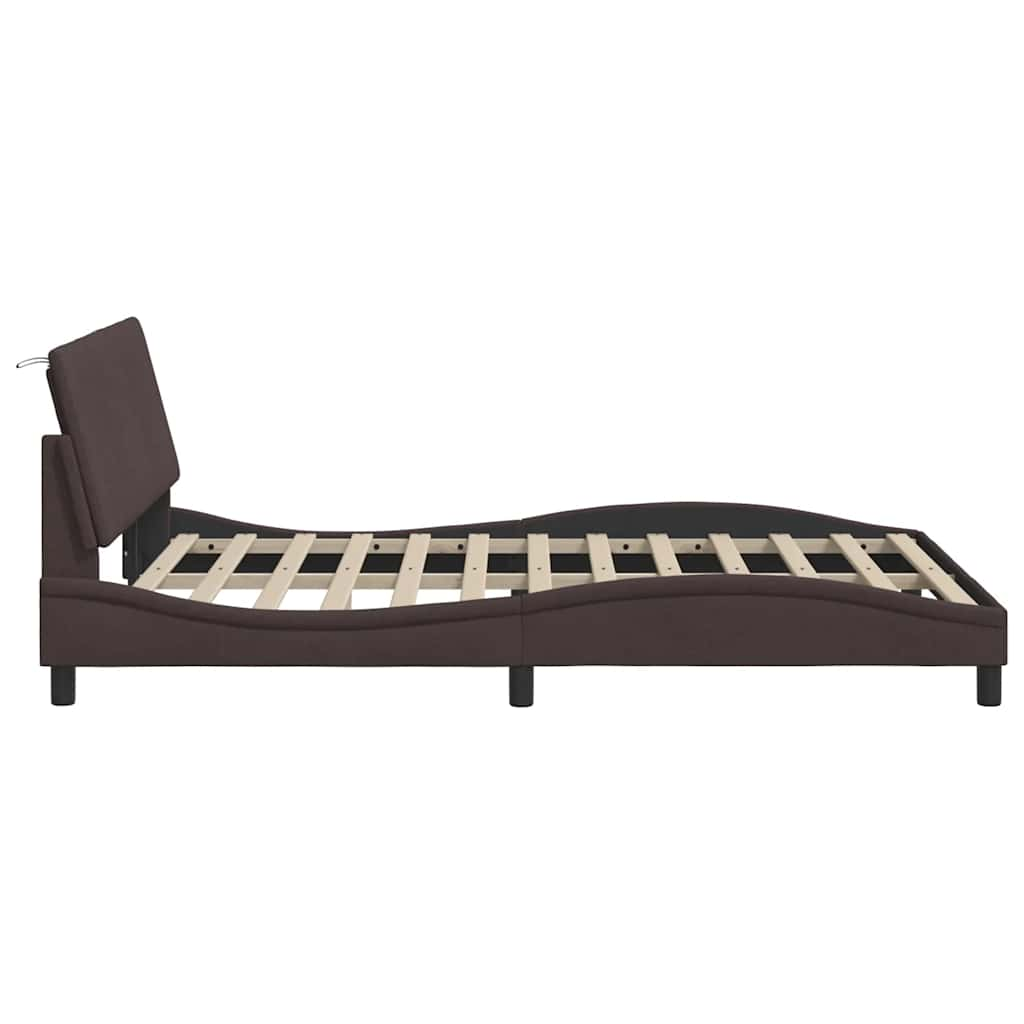 vidaXL Estructura de cama sin colchón tela marrón oscuro 120x200 cm