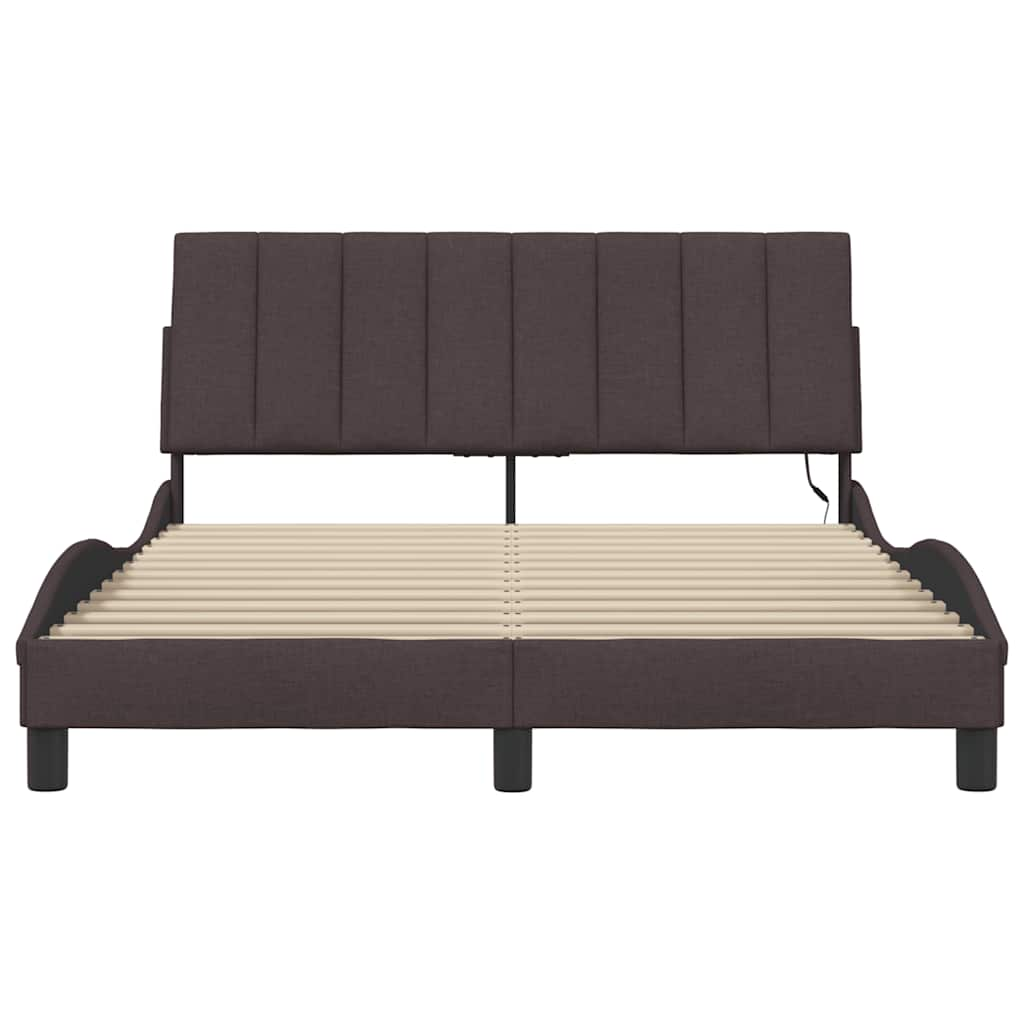 vidaXL Estructura de cama sin colchón tela marrón oscuro 120x200 cm