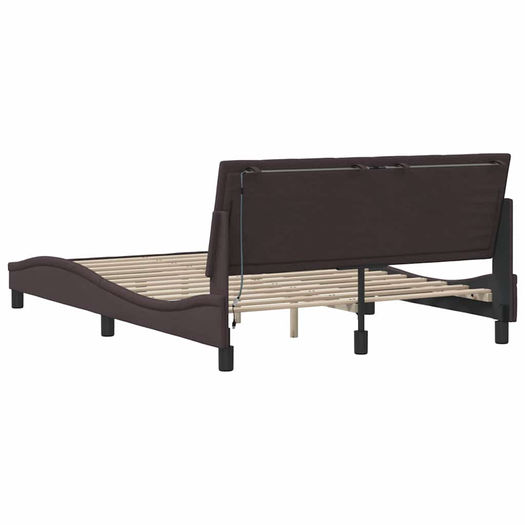 vidaXL Estructura de cama sin colchón tela marrón oscuro 120x200 cm