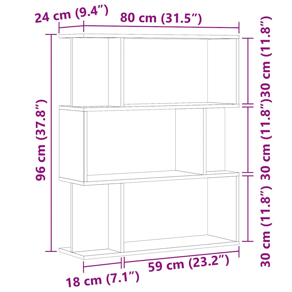 vidaXL Estantería de madera de ingeniería envejecida 80x24x96 cm