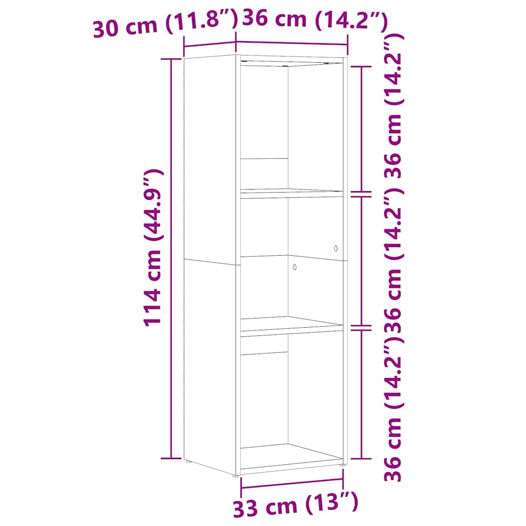 vidaXL Estantería de madera ingeniería roble artisan 36x30x114 cm