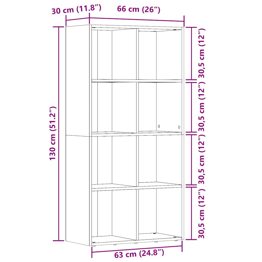 vidaXL Estantería madera de ingeniería envejecida 66x30x130 cm