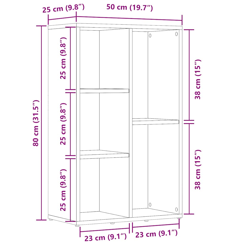 vidaXL Estantería madera de ingeniería envejecida 50x25x80 cm