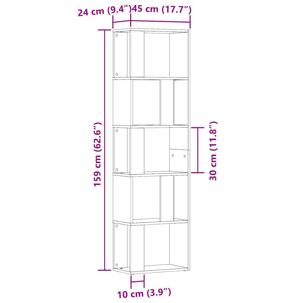 vidaXL Estantería madera de ingeniería madera envejecida 45x24x159 cm