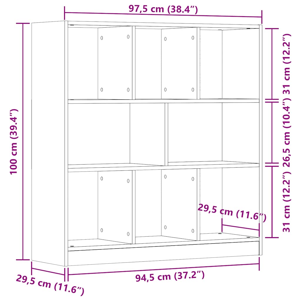 vidaXL Estantería de madera ingeniería roble artisan 97,5x29,5x100 cm