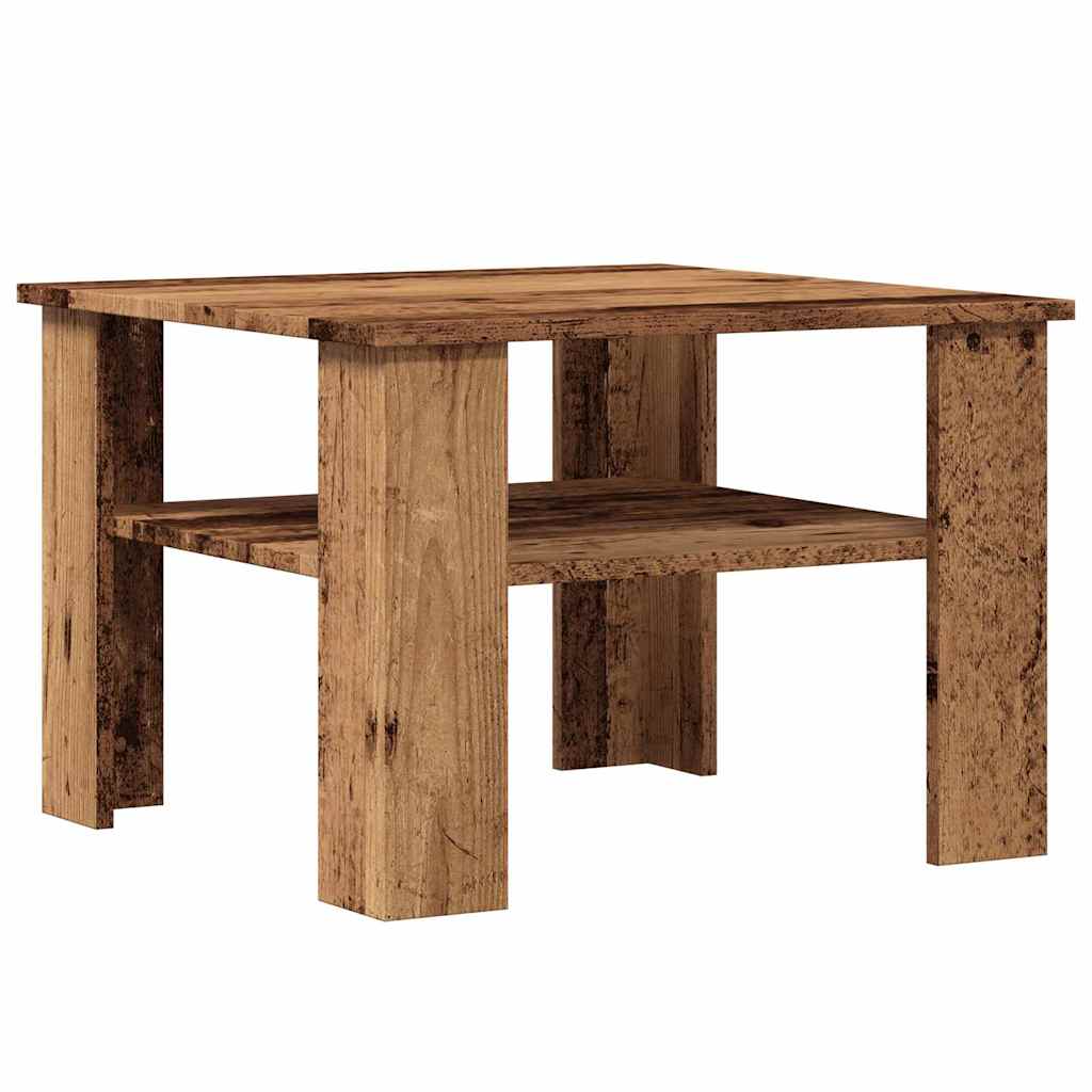 vidaXL Mesa de centro madera contrachapada madera antigua 60x60x42 cm